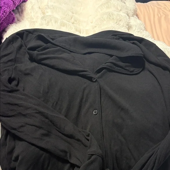 women’s aritzia tomorrow pajama long sleeve top black size medium - Picture 2 of 3